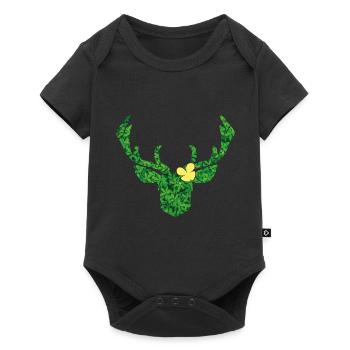 Cerf avec fleur en jaune extra exceptionnel - Body à manches courtes Premium Bébé - noir - Devant