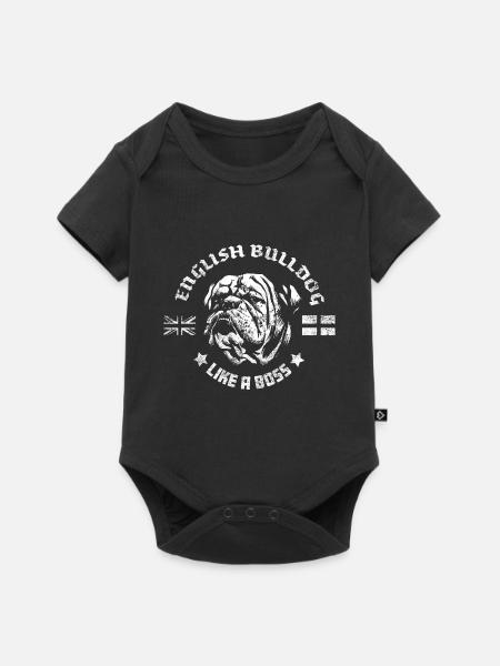 English Bulldog - Baby Premium Kurzarmbody - Schwarz