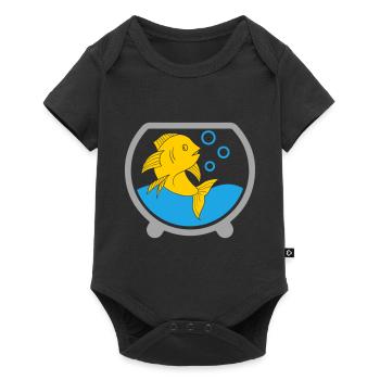 Goldfisch in Glaskugel | Farben änderbar - Baby Premium Kurzarmbody - Schwarz - Vorne
