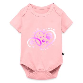 Herz mit Pfötchen und Sternen - Baby Premium Kurzarmbody - Rosa - Vorne