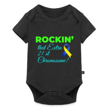 Down-Syndrom-Tag Rockin' Extra 21. Chromosom - Baby Premium Kurzarmbody - Schwarz - Vorne