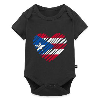 Drapeau de Porto Rico coeur - I Love Puerto Rico Design - Body à manches courtes Premium Bébé - noir - Devant
