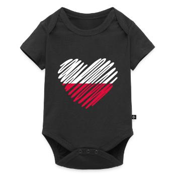 Conception de coeur de drapeau de la Pologne - Body à manches courtes Premium Bébé - noir - Devant