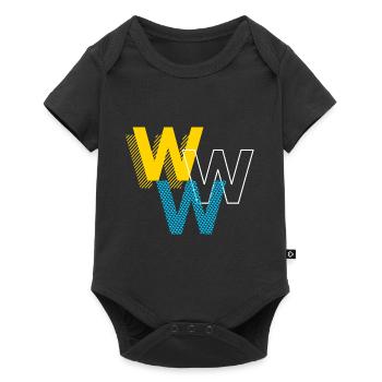 W Lettering Design Geschenke - Baby Premium Kurzarmbody - Schwarz - Vorne