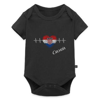Croatia Heartbeat - Baby Premium Kurzarmbody - Schwarz - Vorne