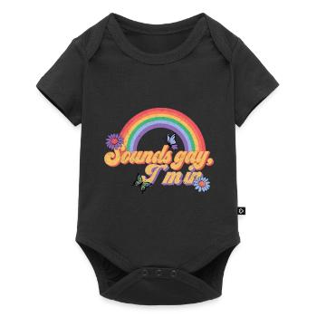 Schwul Lesbisch Regenbogen T-Shirt Geschenkidee - Baby Premium Kurzarmbody - Schwarz - Vorne