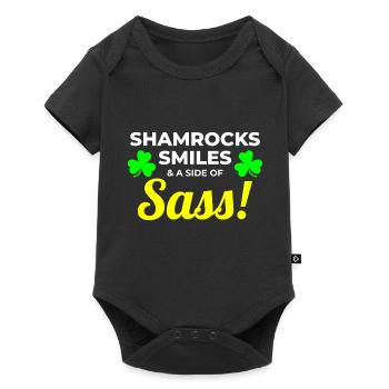Trèfles, sourires et impertinence : drôle d’irlandaise - Body à manches courtes Premium Bébé - noir - Devant