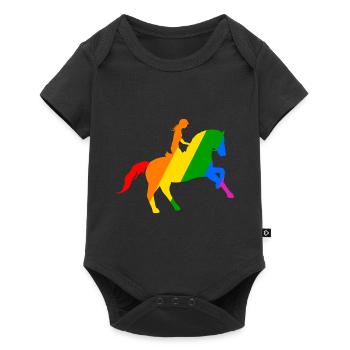 Reitsport: Freiheit im Sattel - Baby Premium Kurzarmbody - Schwarz - Vorne