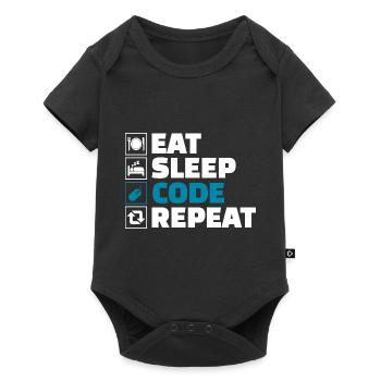 Eat Sleep Code Repeat Developer - Baby Premium Kurzarmbody - Schwarz - Vorne