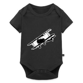Avion à deux étages cadeau d’avion - Body à manches courtes Premium Bébé - noir - Devant