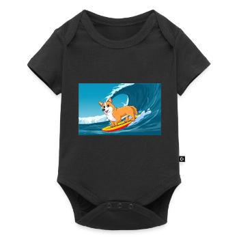 Cardigan Gallois Corgi Chien Surf Vagues de la Mer - Body à manches courtes Premium Bébé - noir - Devant