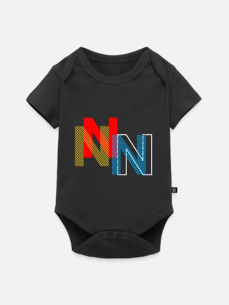 Buchstabe N - Baby Premium Kurzarmbody - Schwarz