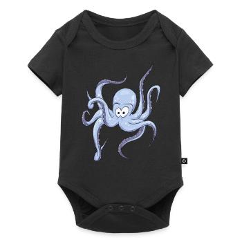 Lustiger Comic Oktopus Krake Ozean Meer Geschenk - Baby Premium Kurzarmbody - Schwarz - Vorne