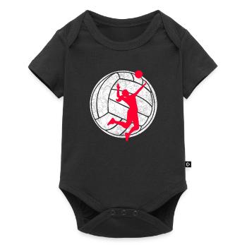 Volleyball Aufschlag Frau Volleyballerin rot - Baby Premium Kurzarmbody - Schwarz - Vorne