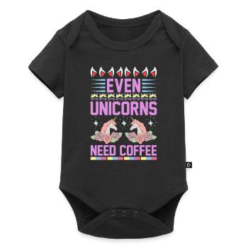Licorne Même les licornes ont besoin de café - Body à manches courtes Premium Bébé - noir - Devant