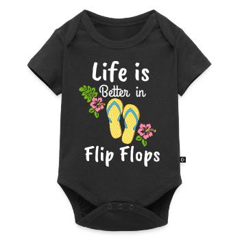 Das Leben ist besser in Flip-Flops - Baby Premium Kurzarmbody - Schwarz - Vorne