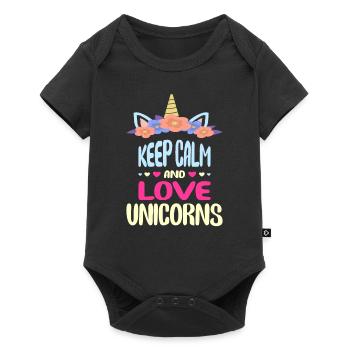 Keep calm and unicorns love unicorn - Baby Premium short-sleeve bodysuit - black - Front