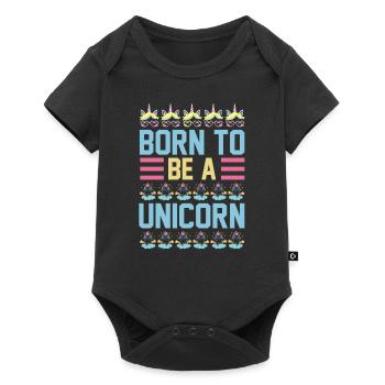 Einhorn Born To Be A Unicorn - Baby Premium Kurzarmbody - Schwarz - Vorne