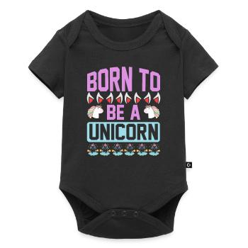 Einhorn Born To Be A Unicorn - Baby Premium Kurzarmbody - Schwarz - Vorne