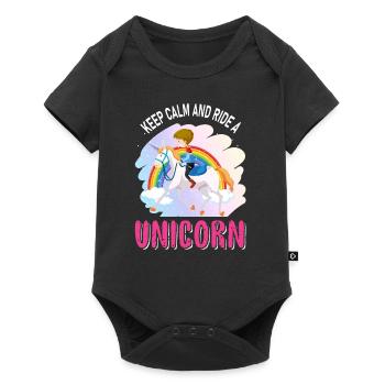 Stay calm and ride a unicorn unicorn - Baby Premium short-sleeve bodysuit - black - Front