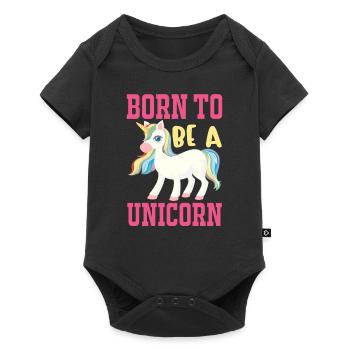 Einhorn Born To Be A Unicorn - Baby Premium Kurzarmbody - Schwarz - Vorne