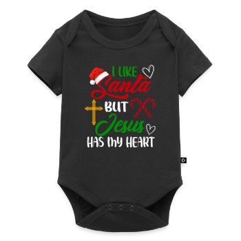 J’aime le Père Noël Jésus a mon cœur - Body à manches courtes Premium Bébé - noir - Devant