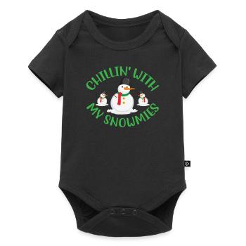 Chillin' mit meinen Snowmies Norweger Muster - Baby Premium Kurzarmbody - Schwarz - Vorne