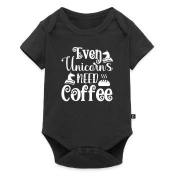 Unicorns also need coffee unicorn - Baby Premium short-sleeve bodysuit - black - Front