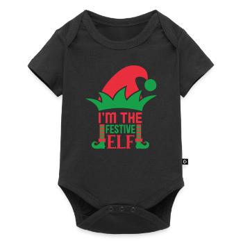 Ich bin der festliche Elf Ugly Christmas Sweater - Baby Premium Kurzarmbody - Schwarz - Vorne