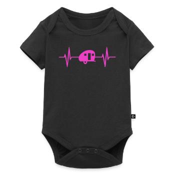 Chemise de randonnée Camping Heartbeat - Body à manches courtes Premium Bébé - noir - Devant