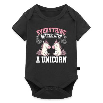 Everything is better with a unicorn unicorn - Baby Premium short-sleeve bodysuit - black - Front