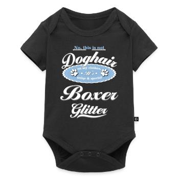 Hundeglitzer Boxer - Baby Premium Kurzarmbody - Schwarz - Vorne