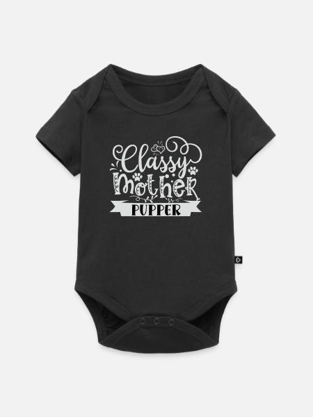 Stilvolle Welpen Mutter - Baby Premium Kurzarmbody - Schwarz