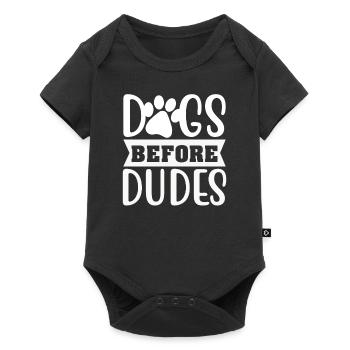 Dogs in front of guys - Baby Premium short-sleeve bodysuit - black - Front
