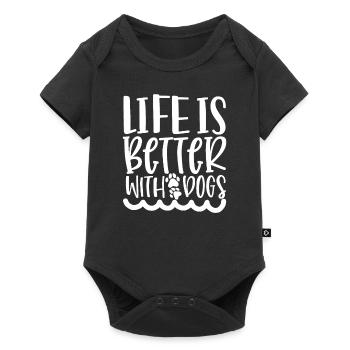 Life is better with dogs - Baby Premium short-sleeve bodysuit - black - Front