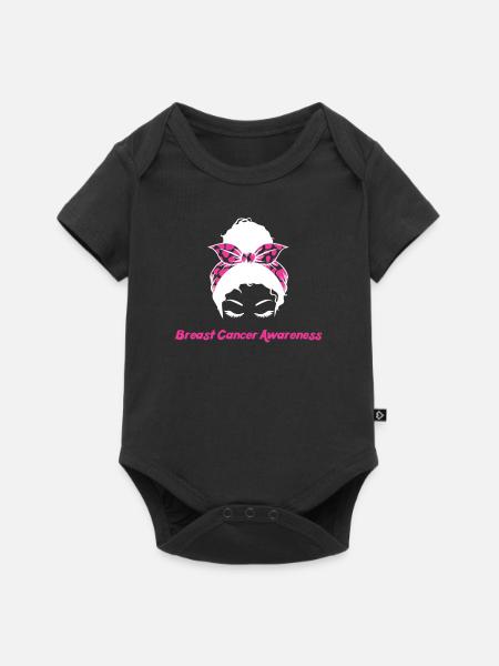 Messy Bun Awareness Brustkrebs - Baby Premium Kurzarmbody - Schwarz