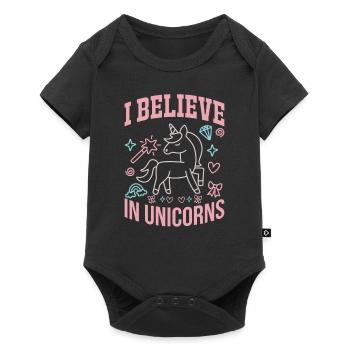 Je crois en la licorne licorne - Body à manches courtes Premium Bébé - noir - Devant