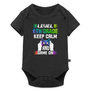 Level 6TH GRADE keep calm and game on - Baby Premium short-sleeve bodysuit - black - Front