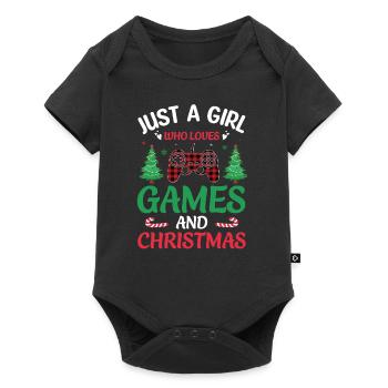 Juste une fille qui aime les jeux Noël laid - Body à manches courtes Premium Bébé - noir - Devant