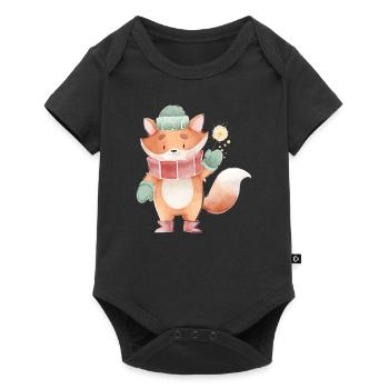 Ugly Christmas Cute Fox Sayings - Baby Premium short-sleeve bodysuit - black - Front