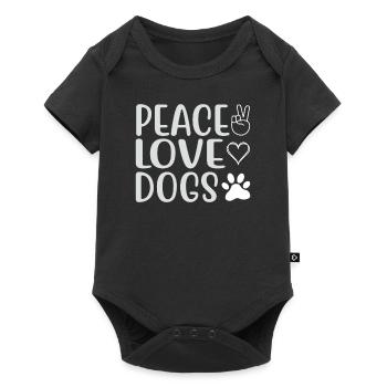 Frieden Liebe Hunde - Baby Premium Kurzarmbody - Schwarz - Vorne