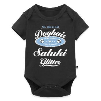 Hundeglitzer Saluki - Baby Premium Kurzarmbody - Schwarz - Vorne