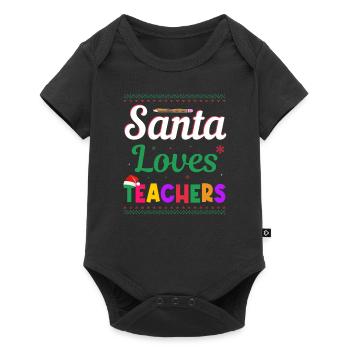 Santa Claus loves teacher Ugly Christmas - Baby Premium short-sleeve bodysuit - black - Front