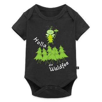 Lustige Fee im Wald Waldfee - Baby Premium Kurzarmbody - Schwarz - Vorne