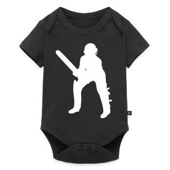 Cricket Schlagmann Batter - Baby Premium Kurzarmbody - Schwarz - Vorne