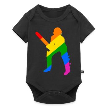 Batsman dans l’arc-en-ciel de cricket - Body à manches courtes Premium Bébé - noir - Devant