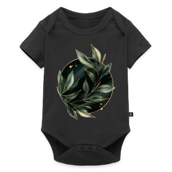 Pflanzen Blätter - Baby Premium Kurzarmbody - Schwarz - Vorne