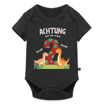 Bunte Dinosaurier ich bin schon 2 - Baby Premium Kurzarmbody - Schwarz - Vorne