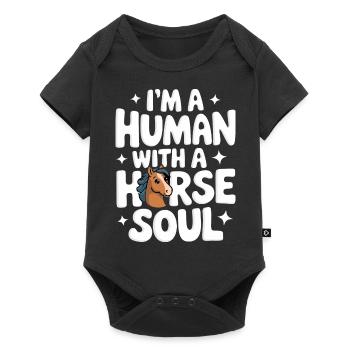 Horse Horse Riding Horse Riding Jumping - Baby Premium short-sleeve bodysuit - black - Front