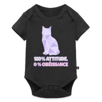 100% Attitude, 0% Obéissance – Chat géométrique - Body à manches courtes Premium Bébé - noir - Devant